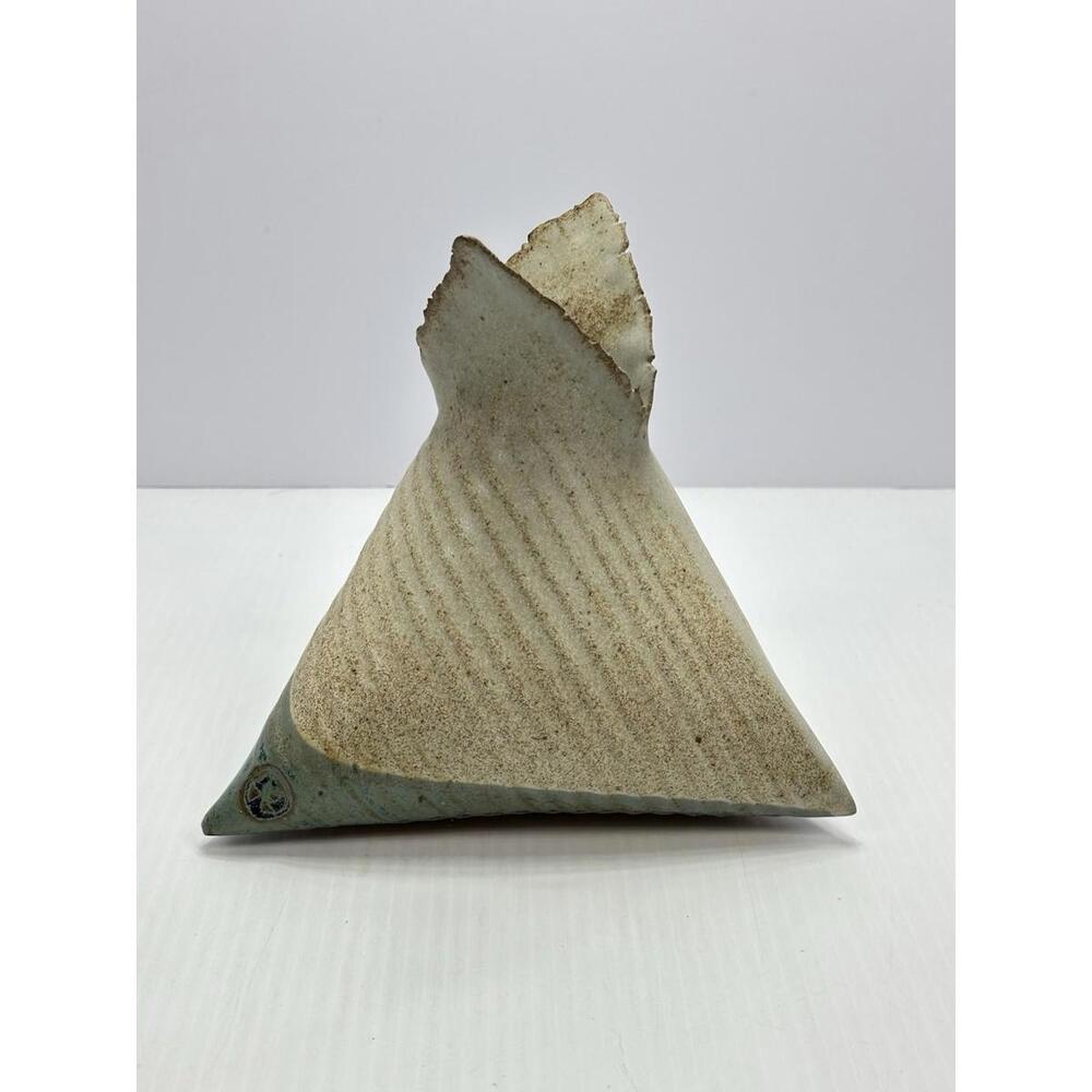 Vintage The Terry Pottery Abstract Vase Unique Cushion Shape Stamped